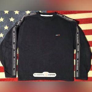 Vintage Tommy Hilfiger Jeans Navy Crew Knit Sweater L sportsman Rlpc Rlx sport x